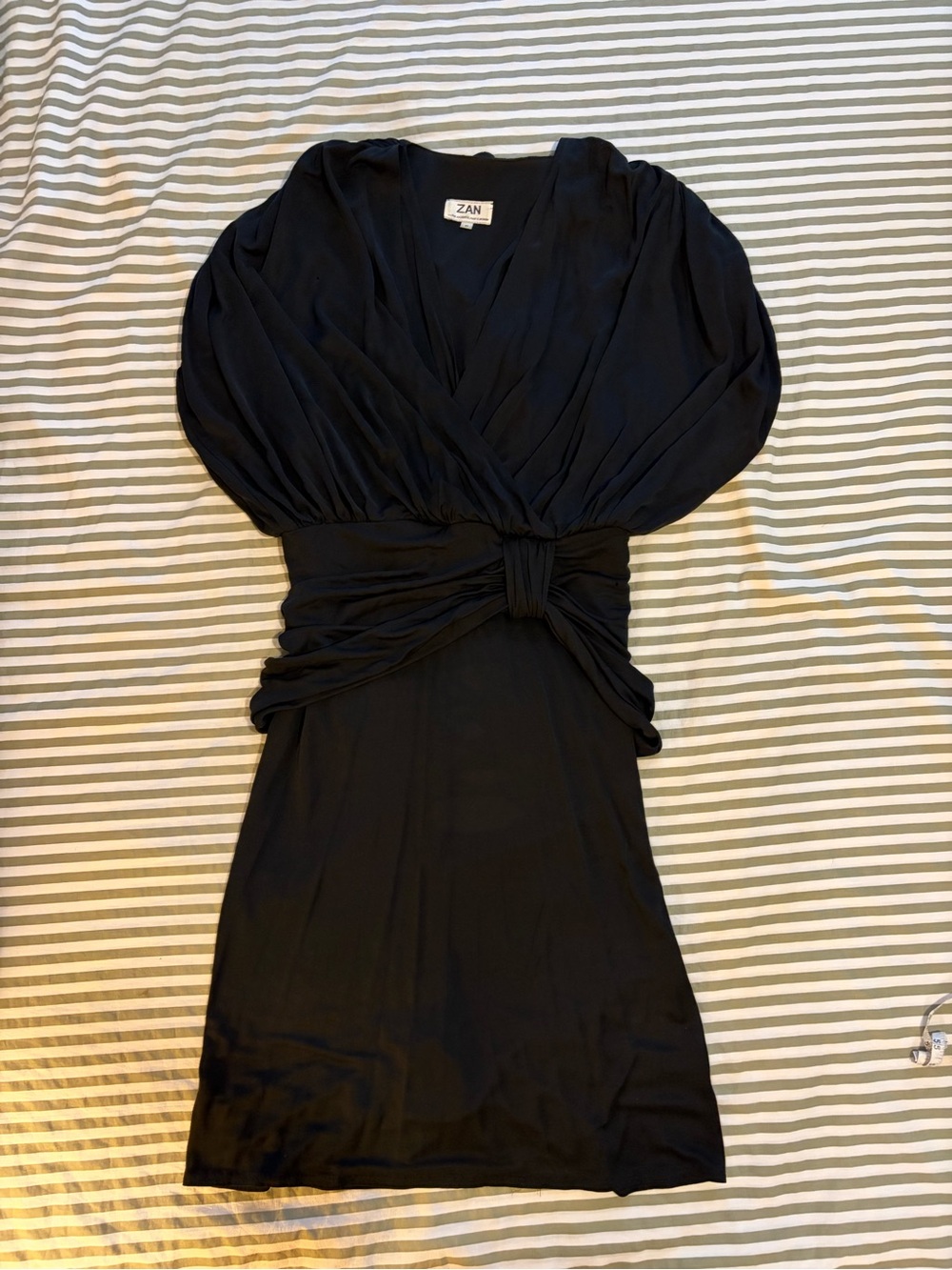 Vintage 80s Black Knot-Front Wrap Dress by Zan